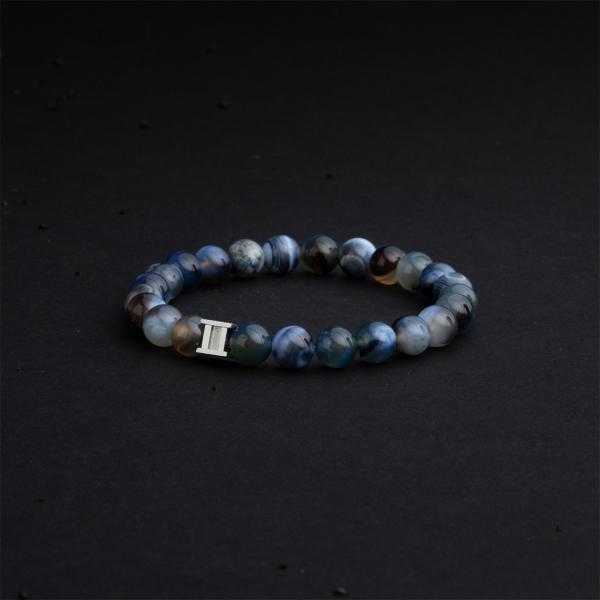 8 mm Armband mit blauem Achatstein - Indigo